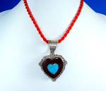 Click to view larger image of Dan Dodson Sterling Silver Kingman Turquoise Onyx Heart (Image5)