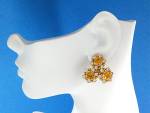 Click to view larger image of Earrings KRAMER  Citrine Crystal  Flower Clips (Image2)