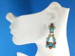 Click to view larger image of Navajo Sterling Silver Turquoise Gaspeite Spiny Clip Ea (Image2)