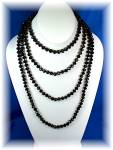 Click to view larger image of Necklace Black Faceted Crystal 80 Inch Hand Knotted (Image2)