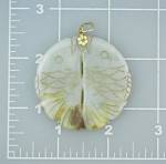 Click to view larger image of 14K Gold Flower Green Jade Koi Fish Pendant (Image2)