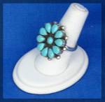 Click to view larger image of Sterling Silver American Indian Turquoise Flower Ring (Image1)