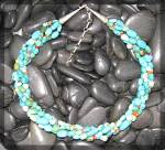 Native American Turquoise Coral Sterling Silver 4 Stran