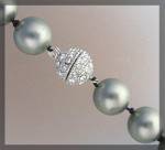 Click to view larger image of Grey Shell 11mm Pearl Necklace Crystal Clasp (Image4)