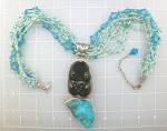 Click to view larger image of Necklace Sterling Silver Turquoise Onyx Aqua AMY KHAN (Image7)