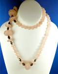 Click to view larger image of Necklace Carved Rose Quartz and Hematite  (Image2)