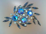 Click to view larger image of Brooch Pin Blue Borealis Crystal Spray (Image2)