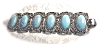 Click to view larger image of Silvertone Lucite Turquoise KARU Bracelet (Image2)