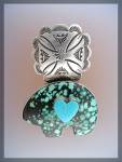 Click to view larger image of ROCKI GORMAN  Sterling Silver Turquoise Heart Bear  (Image1)
