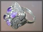 Click to view larger image of Sterling Silver Cabochon Amethyst Ring Vintage (Image1)