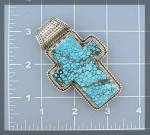 Click to view larger image of Tibetan Turquoise Sterling Silver  Cross Pendant (Image4)
