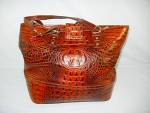 Click to view larger image of BRAHMIN Golden Brown  Croc Leather Tote w/ dust bag (Image2)