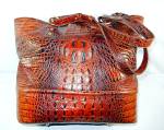 Click to view larger image of BRAHMIN Golden Brown  Croc Leather Tote w/ dust bag (Image3)