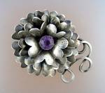 Click to view larger image of HOBE Sterling Silver Amethyst Flower Brooch (Image1)