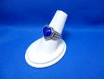 Click to view larger image of Sterling Silver Lapis Heart Ring Signed (Image3)
