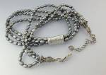 Necklace Steling Silver Grey Freshwater Pearls 3 Strand