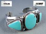 Click to view larger image of Navajo Turquoise Sterling Silver Cuff Signed BEGAY  (Image1)