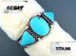 Click to view larger image of Navajo Turquoise Sterling Silver Cuff Signed BEGAY  (Image2)
