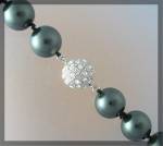 Click to view larger image of Tahitian Dark Grey Shell Pearls  Crystal Clasp Necklace (Image3)
