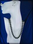 Click to view larger image of Tahitian Dark Grey Shell Pearls  Crystal Clasp Necklace (Image5)