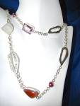 Click to view larger image of Sterling Silver Pearl Agate Amethyst Rose Quartz Chain (Image6)