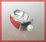 Coral Freshwater Pearl Mother Pearl Sterling Silver Pen