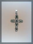 Click to view larger image of Sterling Silver Black Onyx Marquisite  Cross Pendant (Image2)