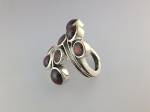 Click to view larger image of Ring Sterling Silver Faceted and Cabochon Garnets  (Image4)