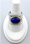 Click to view larger image of Ring 18K Gold Sterling Silver  Cabochon Lapis  (Image3)