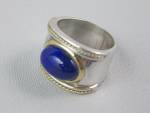 Click to view larger image of Ring 18K Gold Sterling Silver  Cabochon Lapis  (Image5)