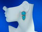 Click to view larger image of Navajo Turquoise and Sterling Silver Clip Earring (Image2)