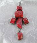 Click to view larger image of Sterling Silver Coral Cross Pendant (Image3)