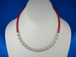 Click to view larger image of Taxco Mexico Necklace Sterling Silver Red Leather  (Image3)