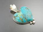 Click to view larger image of David Troutman Sterling Silver Kingman Turquoise Heart  (Image2)