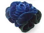 Brooch Pin Blue and Green Velvet Rose Robbins Californi