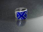 Click to view larger image of Afghan Lapis Inlays Sterling Silver Peyote Bird Ring 9 (Image6)