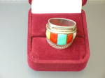 Sterling Silver Turquoise Onyx Mother of pearl Coral Ri