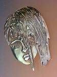 Click to view larger image of Sterling Silver Face Handmade Artist Brooch Pin (Image4)