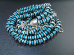 Click to view larger image of Navajo Pearls Sterling Silver Kingman Turquoise 3 Stran (Image3)