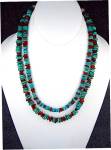 Click to view larger image of Kingman Turquoise Amber Sterling Silver 2 Strand Neckla (Image2)