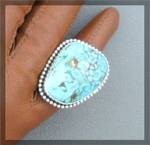 Click to view larger image of Navajo Carico Turquoise Sterling Silver Ring Paul Livin (Image5)