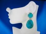 Click to view larger image of David Troutman  Kingman Turquoise Sterling Silver Earri (Image3)