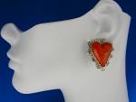Click to view larger image of David Troutman Apple Coral Sterling Silver Heart Earrin (Image6)