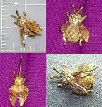 Bee trembler bug brooch pin crystal Vintage
