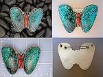 Coral Sterling Silver Tibetan Turquoise Butterfly Brooc