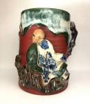 Click here to enlarge image and see more about item KRE06:  Antique Sumida Gawa Japanese pottery mug/pitcher (Ban-ni) i