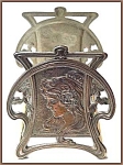 Click here to enlarge image and see more about item Z475: Vintage art nouveau "lady" sliding book rack