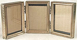 Vintage Small Metal 3 Image Hinged Picture Frame