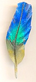 Vintage Wooden Blue Feather Pin (Image1)