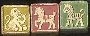 Vintage Wood Animal Blocks Set Of 3